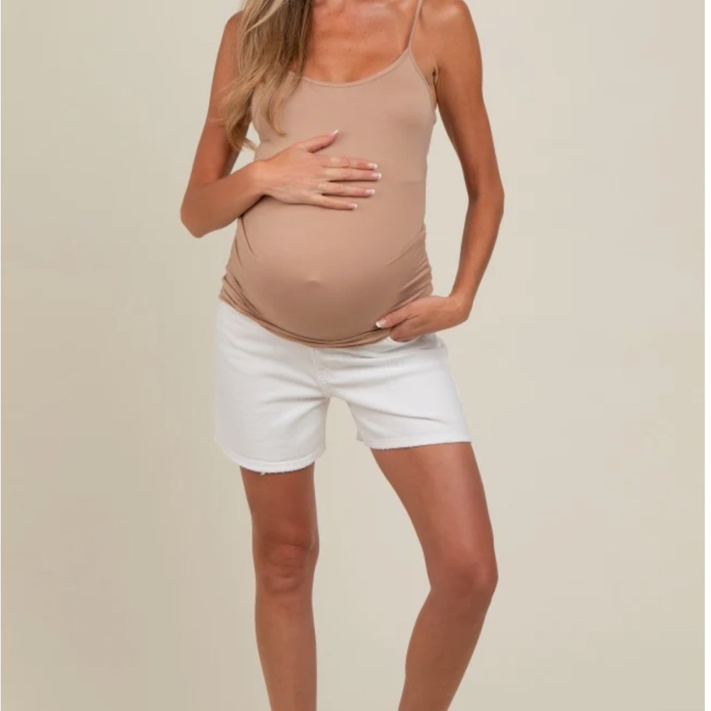 White Denim Maternity Shorts - Size Small